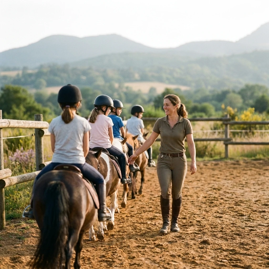 Cours de poney à Bost, Allier